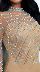 Ayana Rhinestone Bodysuit - Beige