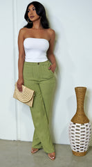 Cora Linen Pants - Green