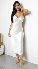 Lai Satin Midi Dress - Cream