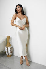 Lai Satin Midi Dress - Cream