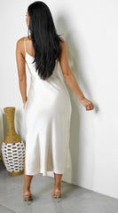Lai Satin Midi Dress - Cream