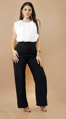 Capri Color Block Jumpsuit - White/Black