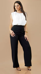 Capri Color Block Jumpsuit - White/Black
