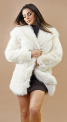 Cascade Faux Fur Coat - Ivory
