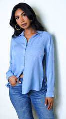 Caressa Button Down Classic Shirt - Blue