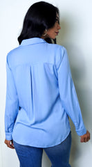 Caressa Button Down Classic Shirt - Blue