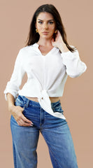 Vessa Tie-Front Shirt - Ivory