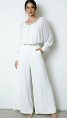 Halo Beaded Sheer Blouse - White