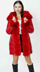 Glacier PU Puffer Fur Jacket - Red