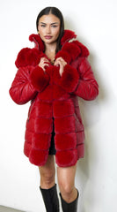 Glacier PU Puffer Fur Jacket - Red