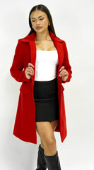 Align Tailored Front Button Peacoat - Red