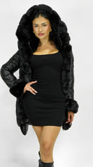 Glacier PU Puffer Fur Jacket - Black