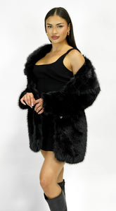 Cascade Faux Fur Coat - Black
