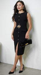 Valente Accent Midi Dress - Black