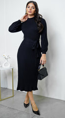 Harbin Sweater Midi Dress - Black
