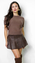 Nolita Knit Short Sleeve Sweater - Brown