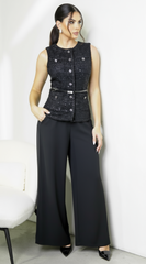 Leona Elasticized Wide Leg Pants - Black