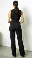 Rhen Asymmetric Draped Jumpsuit - Black