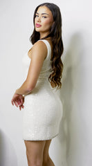 Avianne Tweed Sequin Mini Dress - Cream