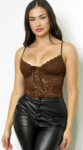 Sorrel Lace Cami Top - Brown
