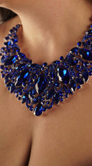 Glimmer Blue Sapphire Leaf Marquise Stone Necklace & Earrings Set