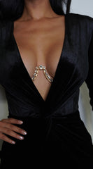 Allure Elegance Crystal Bra Chain - Gold