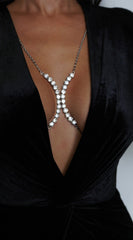 Crystal Glam Rhinestone Bra Chain - Silver
