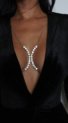 Crystal Glam Rhinestone Bra Chain - Silver