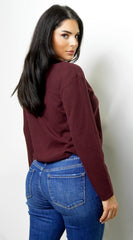 Mirna Soft Knit Long Sleeve Top - Burgundy