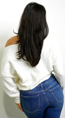Celise Slouch Off Shoulder Knit Sweater - Cream