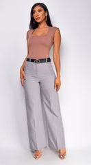 Cajsa Twill Straight Leg Pants - Gray