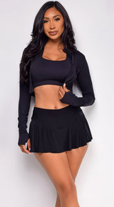 Nadie Black Pleated Skort