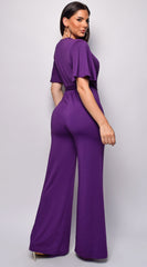 Bombay V Neck Jumpsuit - Purple