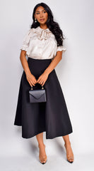 Brea Neck Tie Shoulder Shirring Blouse - Cream