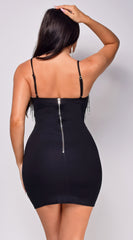 Electra Black Rhinestone Fringe Mini Dress