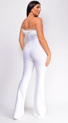 Xoey Feather Detail Bandage Jumpsuit - White