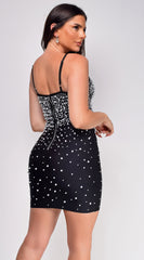 Rain Black Pearl Bandage Mini Dress