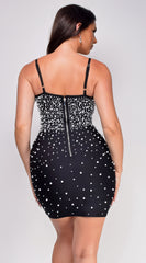 Rain Black Pearl Bandage Mini Dress
