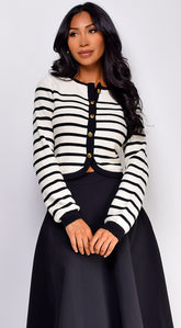 Eliana Stripe Button Down Cardigan - Ivory