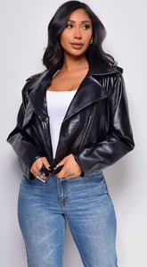 Piper Faux Leather Jacket - Black