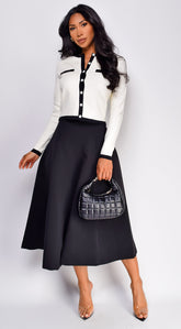 Vancouver Contrast Button Down Cardigan - Cream