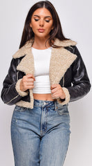 Bette Cropped Aviator Jacket - Black