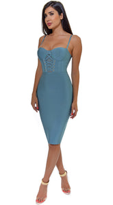 Selah Blue Corset Bustier Bandage Dress