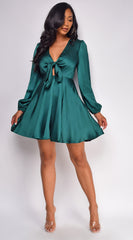 Elisi Satin A Line Mini Dress - Green