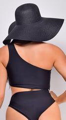 Oversized Brim Beach Hat - Black