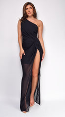 Avani Black Chiffon Side Slit Maxi Dress
