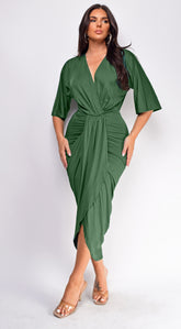 Zelia Venetian Midi Dress - Green