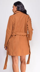 Lina Waist Tie Trench Coat - Camel