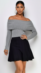 Agata Off Shoulder Sweater Top - Gray
