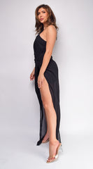 Avani Black Chiffon Side Slit Maxi Dress